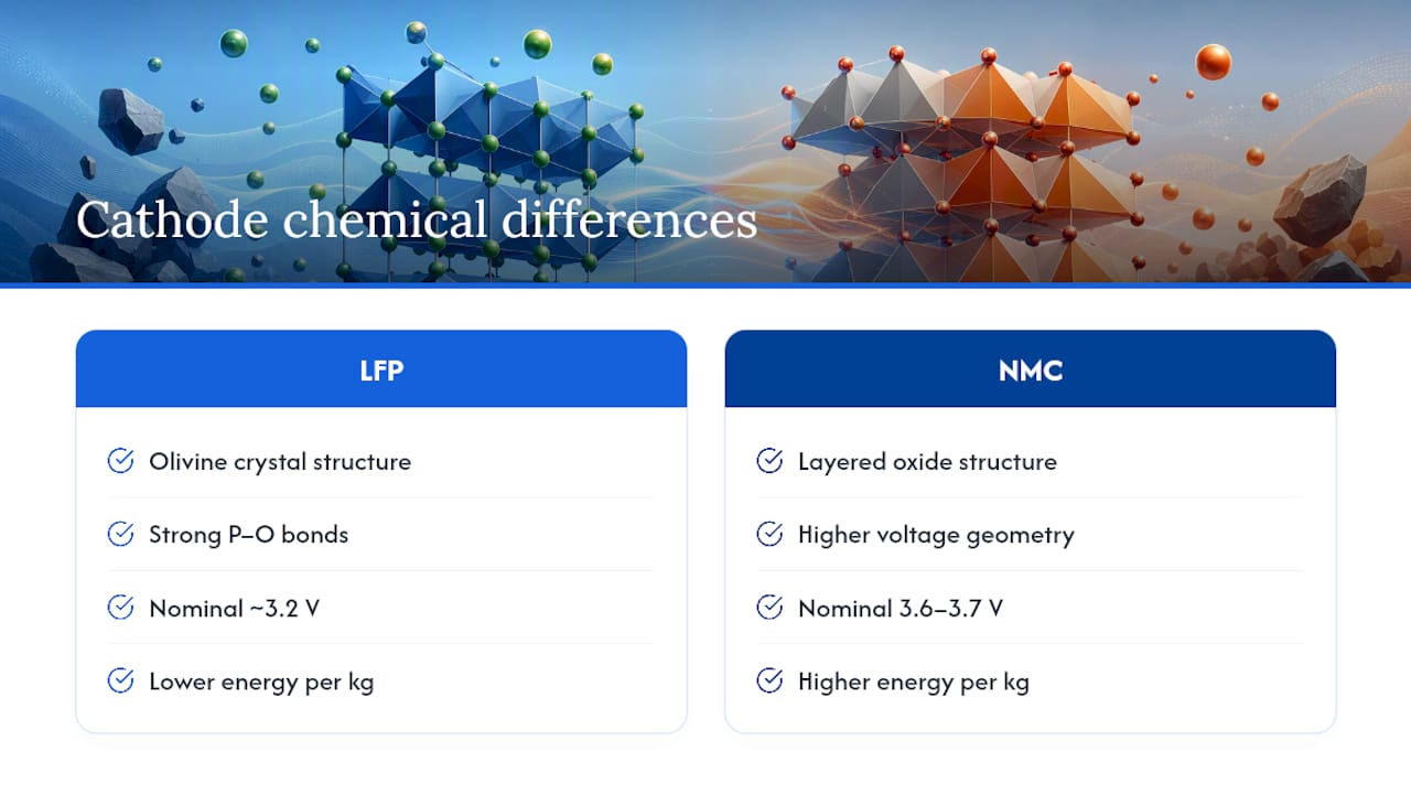 What Makes LFP and NMC Chemically Different? — overview diagram