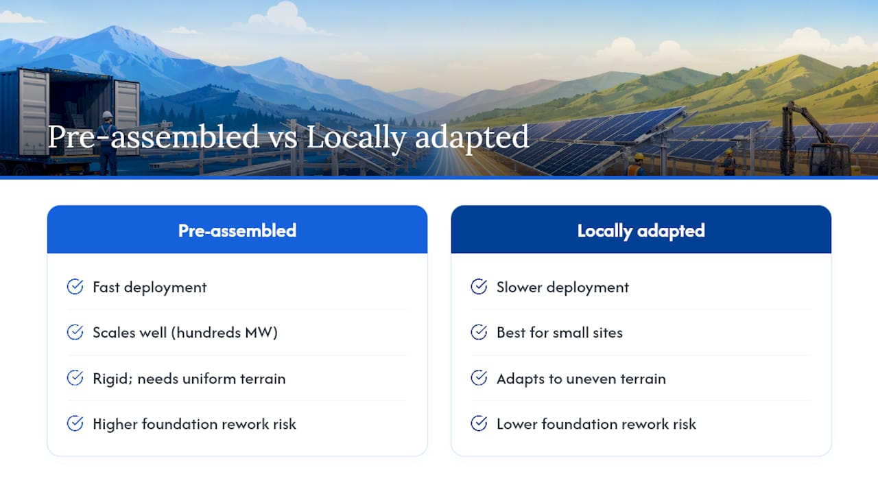Pre-assembled versus adapted racking comparison