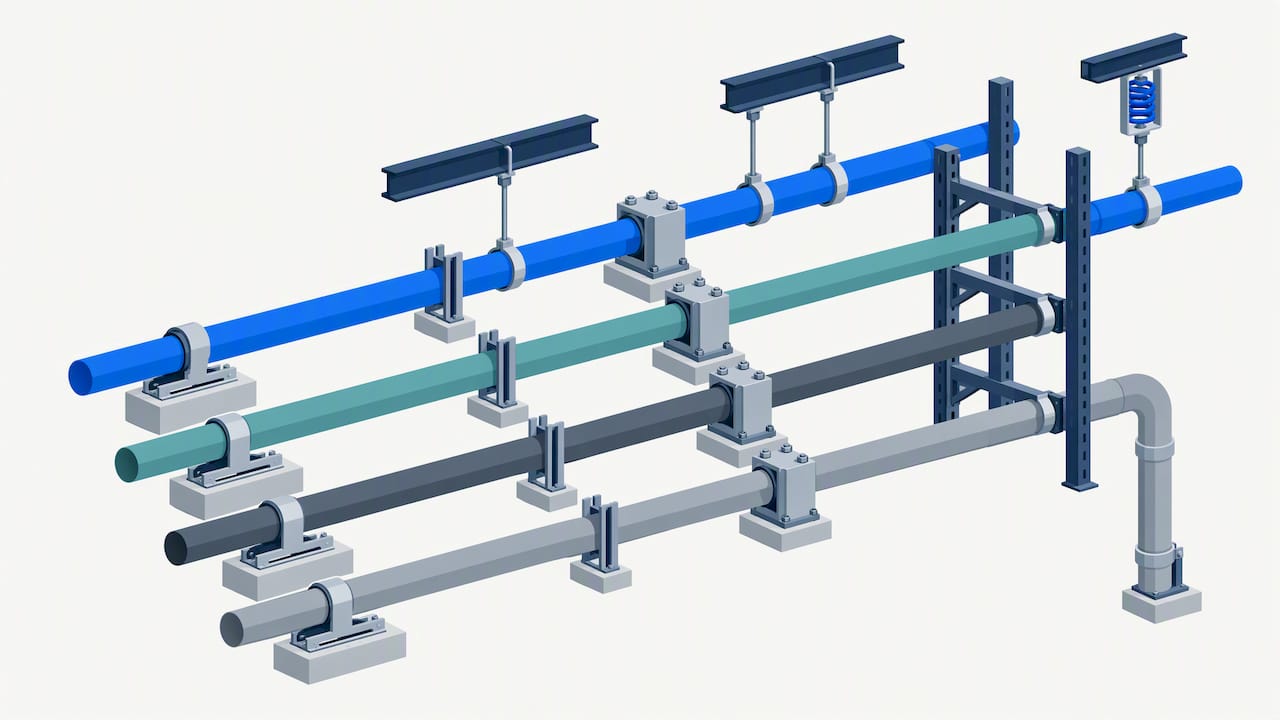 Isometric illustration of pipe support functions