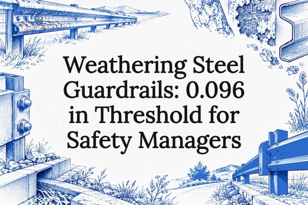Weathering steel guardrail title card