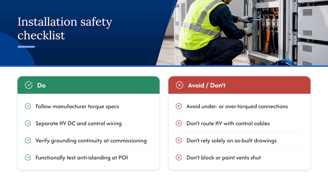 Installation best practices to meet safety standards — overview diagram