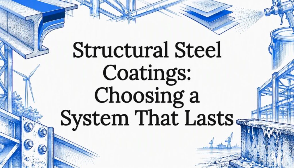 Steel coating sketches framing the article title
